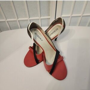 Multicolored (fuchsia, black and white) BCBGirls heels, 7.5, genuine leather.